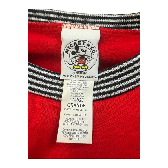 Vintage Mickey & Co. Disney Red Long Sleeve Sleep Shirt Nightgown Size Large - Picture 5 of 9